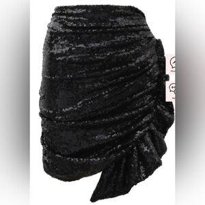 House of CB Jacques Sequin Mini Skirt in Black - Size XS